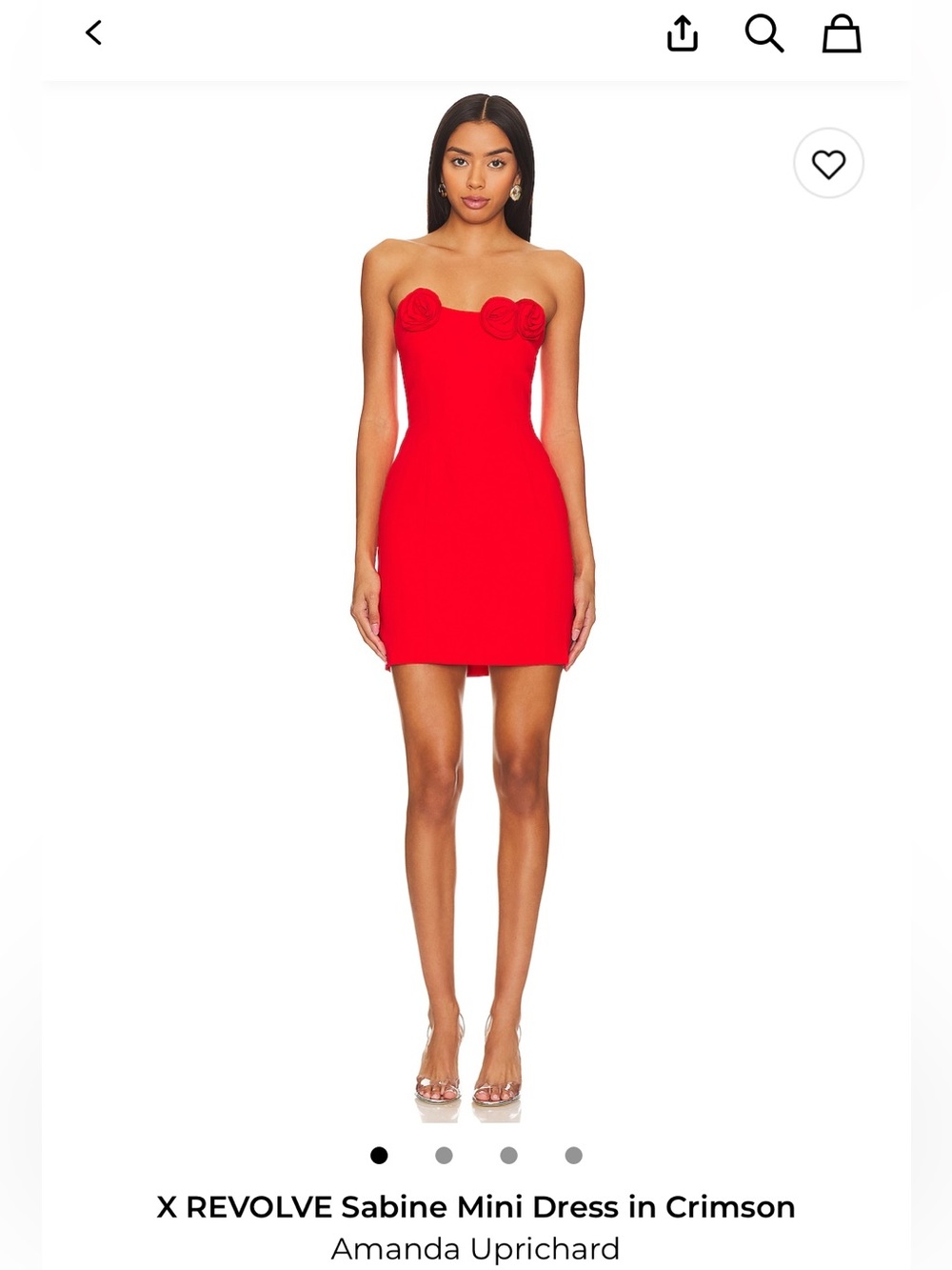 Amanda Uprichard Strapless Rosette Mini Dress in Crimson Red